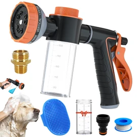 Garden Hose Nozzle with Soap Dispenser - Dog Washing Shower Attachment for Hose, Pup Jet Dog Wash for Dog Bath Indoor Outdoor, Dog Wash Sprayer for Car, Dog, Horse Pet Shower Attachment