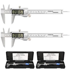 1/2/4 Pack Digital Caliper  6in Electronic Measuring Tool Construction with LCD Screen Easy Switch from Inch to Millimeter(1 Plastic) - Material Type: 2 Pack Stainless steel