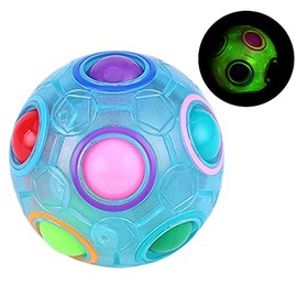 TANCH Glow in Dark Magic Rainbow Puzzle Ball Luminous Stress Reliever Ball Cube Brain Teaser Games Football Fidget Cube Toys for Kids Adults