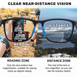 Missfive 2 Pack Bifocal Reading Glasses +2.5x for Men Women, Sports Style Lightweight Upgraded TR90 Frame Anti UV/Eyestrain/Blue Computer Readers Near-Far Eyewear with Flexible Spring Hinge