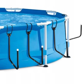 POEPRH 4 Pack Solar Pool Cover Holder, Adjustable Pool Storage Hooks Keep Solar Cover/Blankets Off The Ground, U-Shaped Iron Tube Set for Framed Above-Ground Swimming Pools (Black)