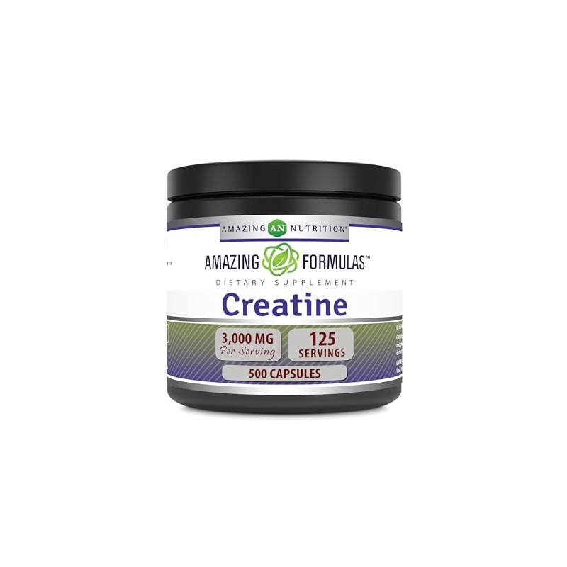 Amazing Nutrition Formulas Creatina 3000mg Por Porción Suplemento 500 Cápsulas