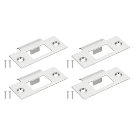 PATIKIL Door Strike Plate 2-3/4"x1-9/16",4Pcs Universal Latch Strike Plate Security T Strike Stainless Steel Deadbolt Strike Plate with Screws for Interior & Exterior Doors,Silver