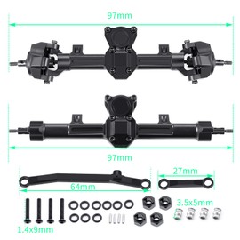 RCLIONS Aluminum Front&Rear Axles Complete Set for Axial SCX24 Deadbolt JLU C10 Gladiator 1/24th RC Crawler Car Upgrade Parts