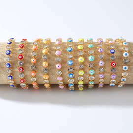TKMIRA Gold Evil Eye Bracelets for Women Adjustable Turkish Blue Evil Eye Protection Bracelet Jewelry (evil eyes01-colorful)