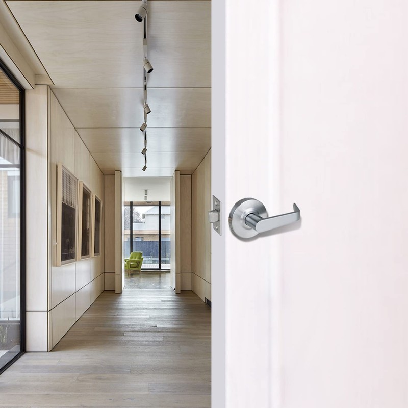 HISAFE Heavy Duty Commercial Passage Door Lever, Satin Chrome Finished