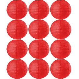 Tmade 12 Pieces 25cm Red Paper Lanterns for Birthday, Baby Shower, Wedding, Party, Garden, Home Decoration