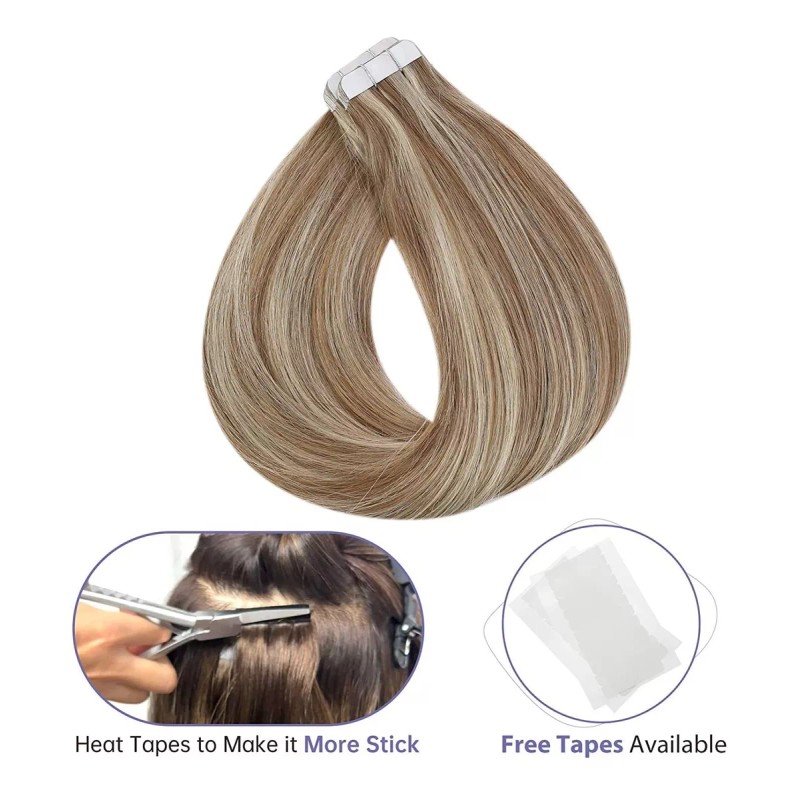 Fshine Extensiones De Cabello Humano 50gr 20in 10 Castaño Claro