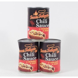 Pattterson's 3 Texas Tailgate HOT Chili Sauce for Burgers & Dogs 10 oz can 05/08/2026 DENTED