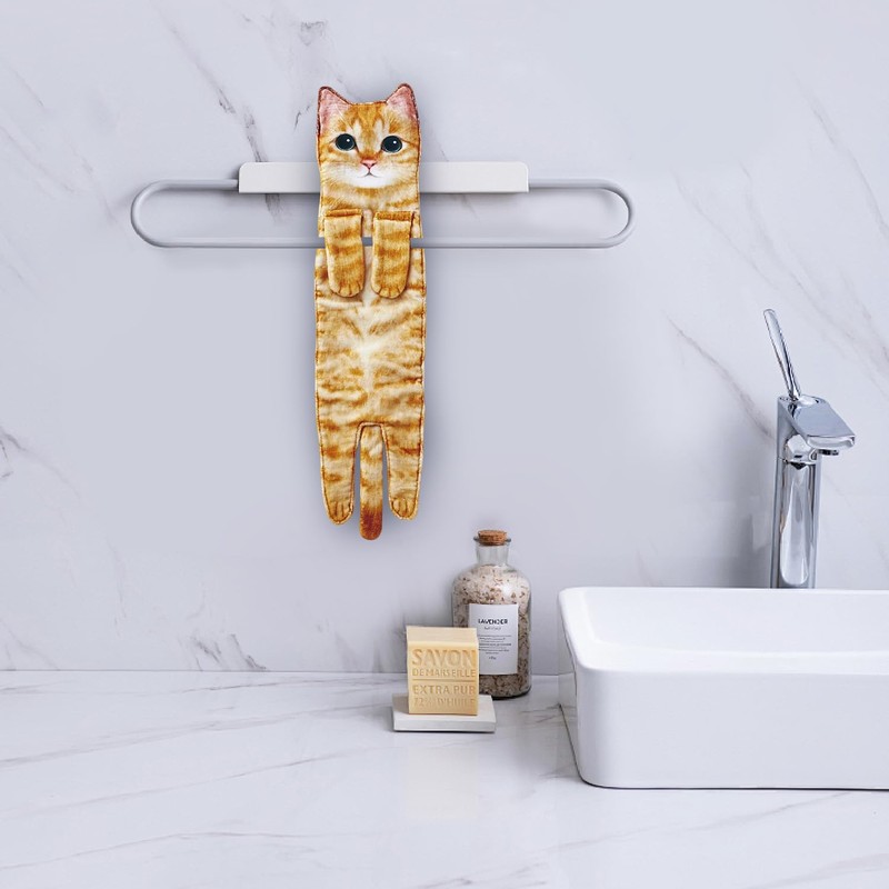 Cat Hand Towel, Cat Kitchen Towel, Cute Face Towels, Super
