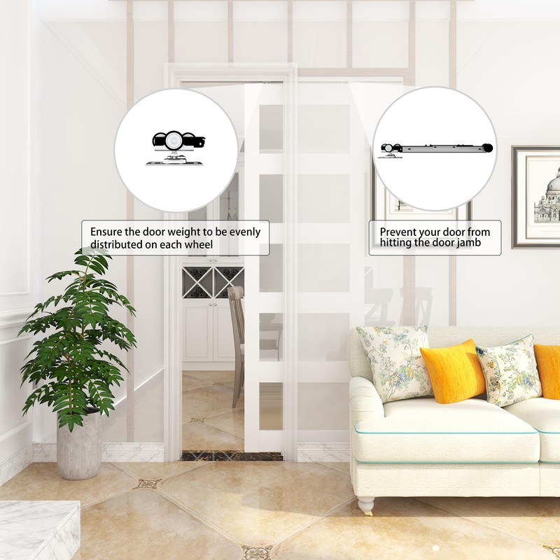 JUBEST 8FT Commercial Grade Pocket Door Hardware and Track Set