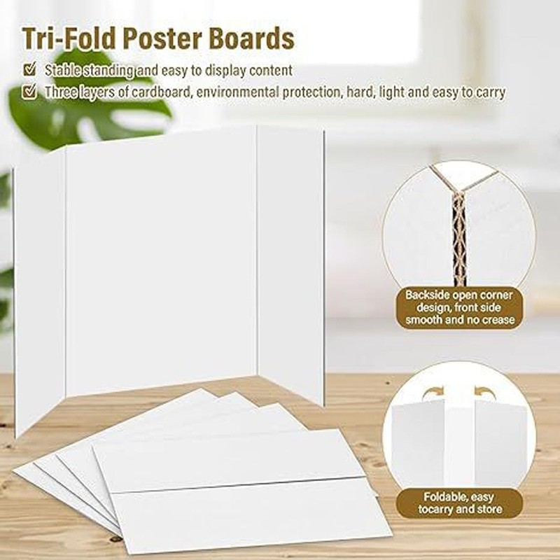 Sotitime 4PCS Trifold Poster Board Presentation Board Science Fair Display