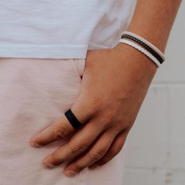 Enso Silicone Bracelet – Braided Stackable Bracelet - Hypoallergenic Rubber Wristband – Comfortable Flexible Band for Active Lifestyle - Medical Grade Silicone (Lightning, L)