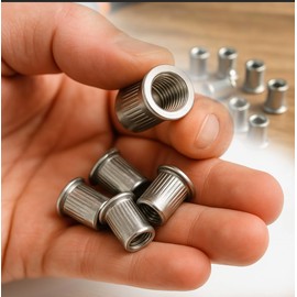 VEDA M4 Blind Rivet Nut Stainless Steel Flat Head - 25 Pieces Threaded Nuts for Metal, Plastic, Furniture Making & Workshop - Corrosion Resistant & Robust