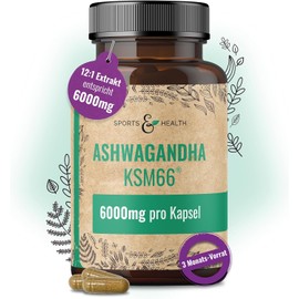 Ashwagandha KSM-66 Capsules - Ultra High Dose 6000mg per Capsule - Pure Extract without Additives - 100 Ashwagandha Capsules - KSM66 Withanolide