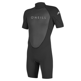 O'Neill Men's Reactor-2 2mm Back Zip Short Sleeve Spring Wetsuit, Black/Black, LT