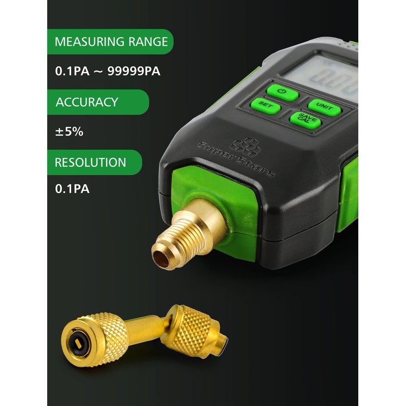 Wisscool Digital Micron Vacuum Gauge 1/4" SAE, Digital Pressure Tester