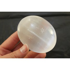 3.5 oz. SELENITE Specimen 2-5/8" Palm Stone From Morocco Hand Polished Selenite, Healing Crystal, Metaphysical Healing, Chakra, Worry Stone