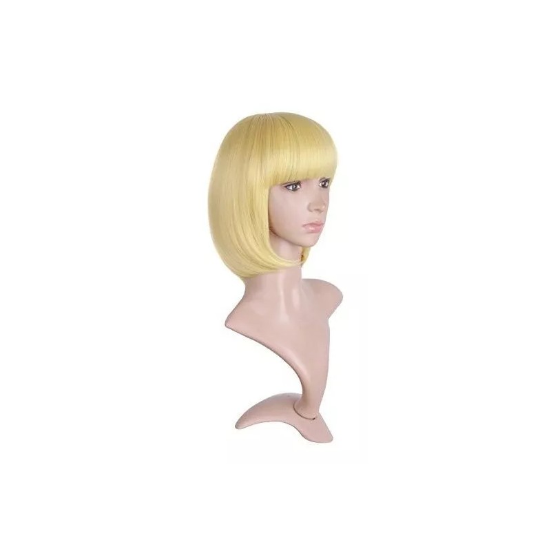 Mapofbeauty Peluca Rubio Liso 30 Cm Con Fleco Mapofbeauty