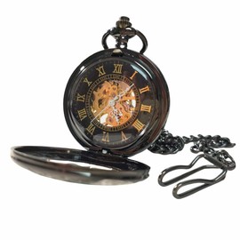 plyrmonth Men's Mechanical Retro Pocket Watch, Classic Manual Winding Mechanical Movement Pocket Watch, Clothing Accessory with Chain,Suitable as a Gift for Both Men and Women.