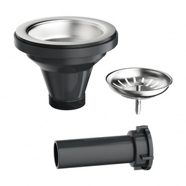 POPFLY 3-1/2 Inch Kitchen Sink Drain Kit - 304 Brushed Stainless Steel Sink Strainer Basket with Removable Deep Basket, Sealing Stopper & Tailpiece, Fits Standard Kitchen Sinks