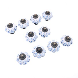 Namvo Set of 10 Light Blue Collection Ceramic ‎Metal Door Knobs Vintage Shabby Chic Cupboard Drawer Pull Handles （3.8 x 3.3 x 0.03 cm）