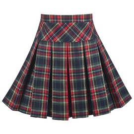 Sunny Fashion Girls Skirt Green Red Gingham Plaid Pleated Elastic Retro School Party Age 6 Years