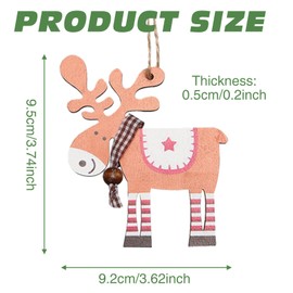 KASESSS 12 Pcs Wooden Christmas Tree Decorations, Reindeer Wooden Decorations Christmas Hanging Baubles, Christmas Decorations, Wooden Reindeer Hanging Ornaments with Rope for Xmas Decor Supplies