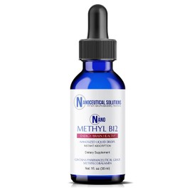 NANO METHYL B-12, 1000MCG Methylcobalamin, nanosized liquid drops for INSTANT ABSORPTION, East to Use. Delicious Berry Flavor.
