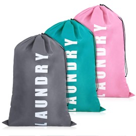 saerryor 3 Pack Travel Laundry Bag 24" x 36" Portable Large Laundry Bags with Drawstring Cord Dirty Clothes Bags for Home, Travel, Camping, Bathroom, Dormitory, Caravan