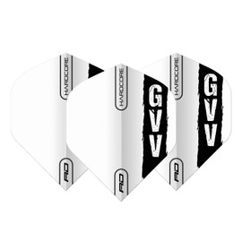 RED DRAGON Gian Van Veen Black and White Hardcore Standard Dart Flights - 3 Sets Per Pack (9 Dart Flights in Total)