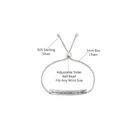 Savlano 925 Sterling Silver Engraved Inspirational Adjustable Bolo Charm Bracelet For Women Comes With Gift Box - Made in Italy