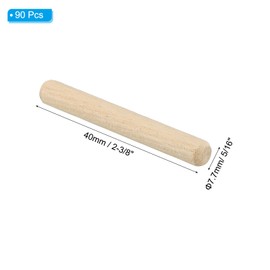 PATIKIL 5/16" x 2-3/8"(8 x 60mm) Wood Dowel Pins, 90 Pack Fluted Wooden Dowel Pin Beveled Groove Rods for Furniture Door Art Crafts Projects