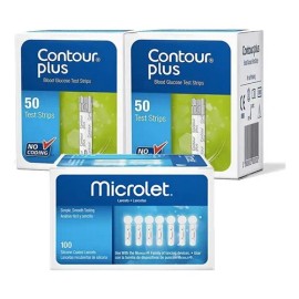 Contour Plus Paquete 100 Tiras Y 100 Lancetas P Glucometro Color Verde oscuro