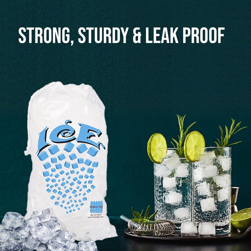 Perfect Stix 50 Pack Ice Bags 5 lb, Heavy-Duty Ice