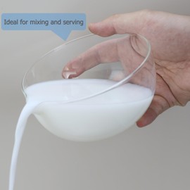 EIKS Glass Bowls with Spout for Mixing and Serving Sauce Jam Salad Coffee Milk Cooking Baking (500ml * 2)