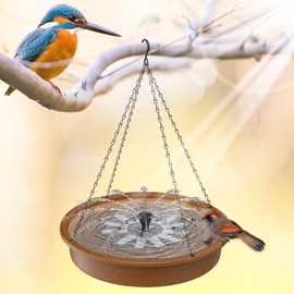 AISITIN 12" Hanging Bird Bath with Solar Fountain Pump, Solar Powered Water Fountain Pump for Bird Bath, Multi-Functional Basin for Feeder and Drinking
