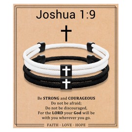 Nymerianoble Cross Bracelet for Women Matching Bracelets for Couples Black Bracelet for Men Easter Gifts for Wife Religious Gifts