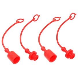 Hydraulic Coupler Dust Cap Plug Set 3/4 ISO-B,CEKER Hydraulic Dust Covers Male Female Quick Connects Fittings,Red Cap with Retention Ring Keeps Cap Attached to Hose 2Set