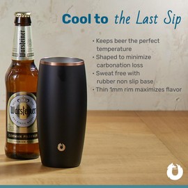 SNOWFOX Premium Vacuum Insulated Stainless Steel Beer Glass, Home Bar Accessories, Elegant Bartending, Lightweight Pint Glasses, Sleek Drinkware, Frosty Beverages Stay Cold, 18oz, Set of 2,Dark Walnut