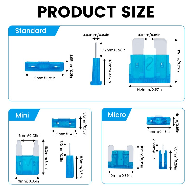 300 Pcs Car Fuses Assorted Kit, Blade Fuse Automotive Replacement