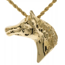 Independent Horse Head Pendant 20" 1 mm Rope Chain Heavy 18K Gold Overlay B6