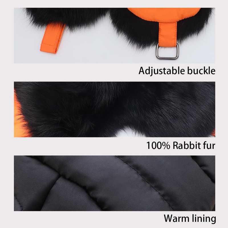 Kurhatic Winter Trapper Hat, Warm 100% Rabbit Fur Aviator Hat,