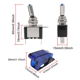 AITRIP 6 Pack 12V Blue LED Illuminated Toggle Switch with Safety Cover Guard 3 Pin ON Off Covered Lighted Toggle Switch Rocker Heavy Duty 20 AMP for Automotive Motorcycle Car RV Truck Boat