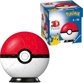 Ravensburger 3D Puzzle 11256 Puzzle Ball Pokémon Pokéballs Pokéball Classic 11256 54 Pieces for Pokémon Fans from 6 Years