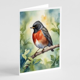 Caroline's Treasures Wisconsin American Robin Greeting Cards Pack of 8 Blank Cards with Envelopes Whimsical A7 Size 5x7 Blank Note Cards