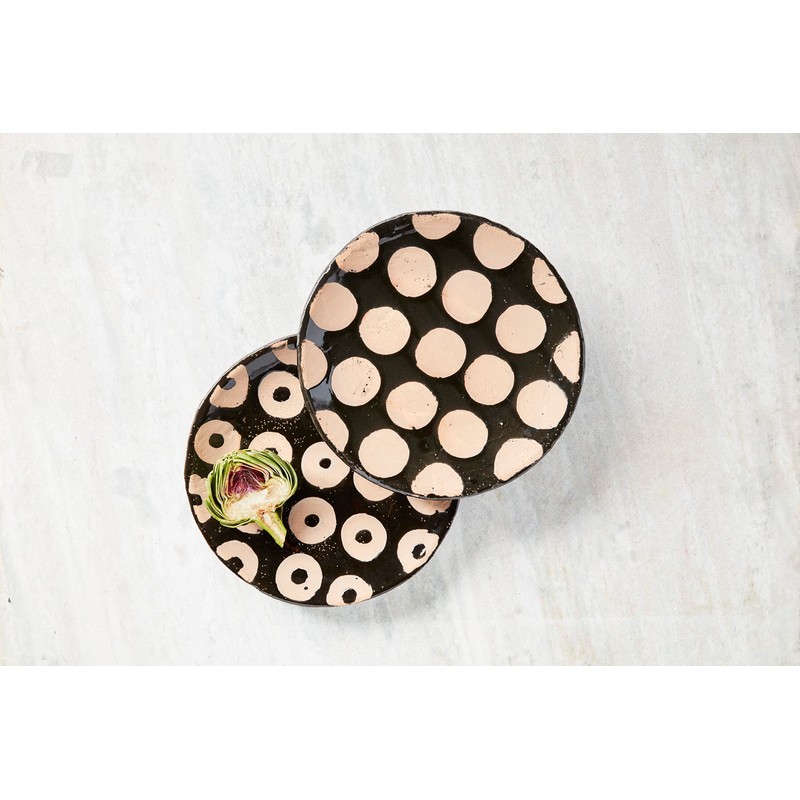 Mud Pie Black Terracotta Platter, Circle, 12" dia