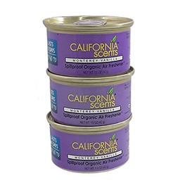 California Scents Spillproof Canister Car Track Taxi Organic Air freshner, 3X Monterey Vanilla, 1.5 Ounce (Pack of 3)