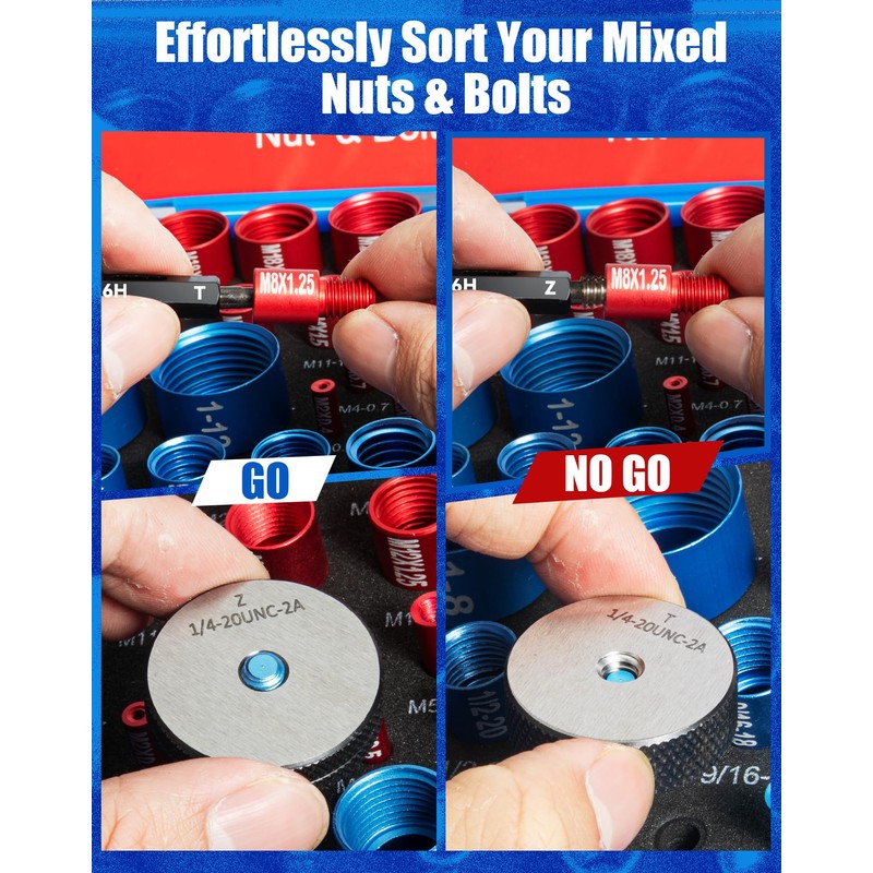 VEXTHYX 66 Nut and Bolt Thread Checker with 32 Metric