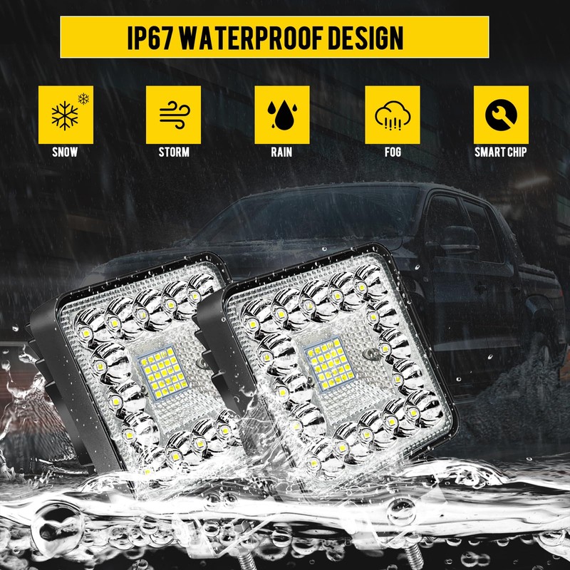 LED Tractor Work Lights MUVKQC 4 Inch 123W 12000lm Square